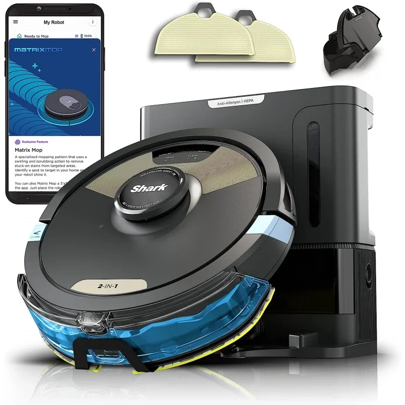 

Shark Matrix Plus 2in1 Robot Vacuum & Mop with Sonic Mopping, Matrix Clean, Home Mapping, HEPA Bagless Self Empty Base, Clea