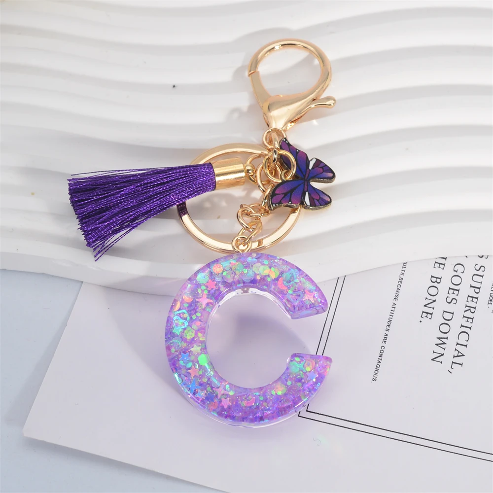 Gafario Initial Keychain - Glitter Butterfly Keyring With Tassel, Personalized Gift For Women - View #4