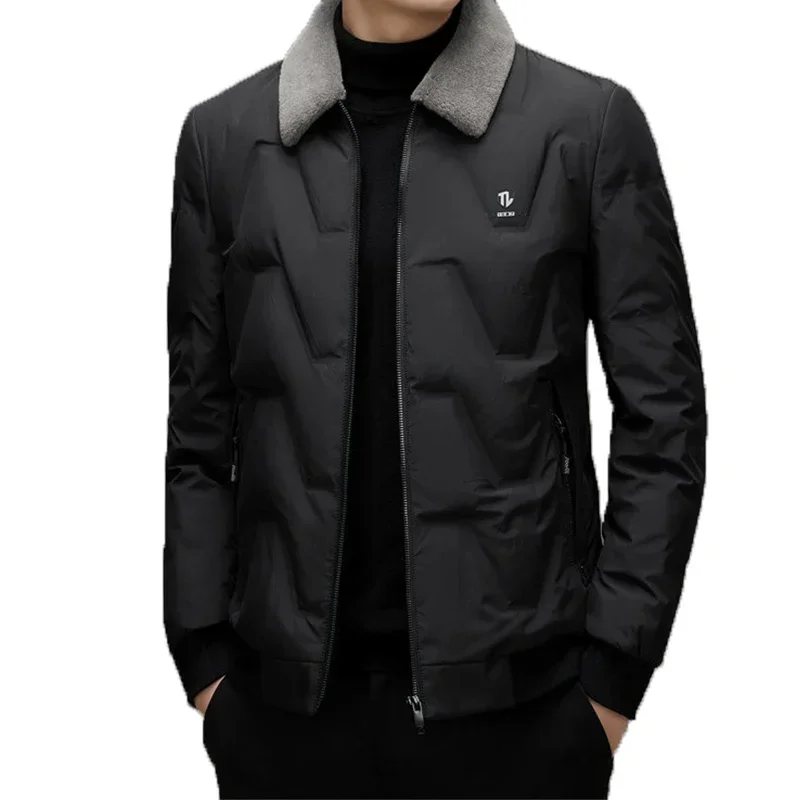 Men's Down Jacket Winter Lapel Versatile New Detachable Collar Thickened Warm Jacket