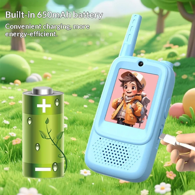 애니메이션 비디오 무전기 무선 비주얼 인터콤 장거리 HD 음질 원키 통화 야외 휴대용 통신 장난감