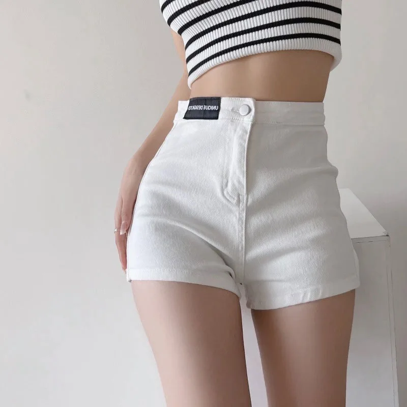 

High Waisted Denim Shorts For Women Pantalones Cortos Jeans Mujer Fashionable Slim Fit Straight Leg A-Line Bottom Tight Pants