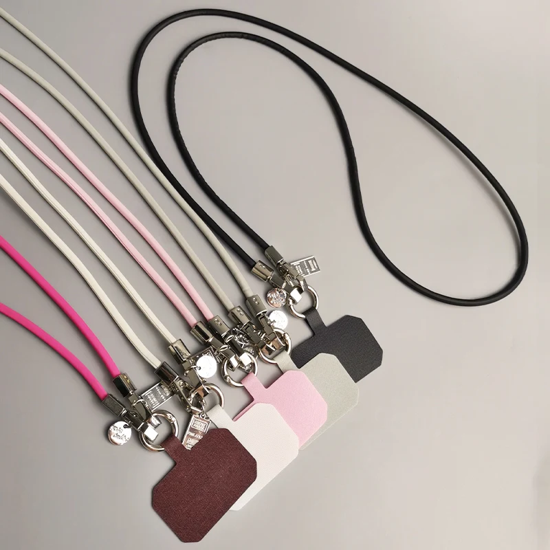 Cordão Longo do Telefone Móvel com Clipe de Couro Alça Universal Cor Sólida Simples Backable Anti Perda Crossbody - Image 3