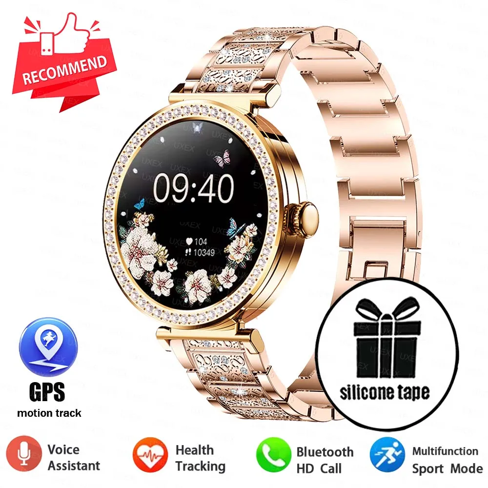 שעון חכם לנשים מזהב מפואר, מתנת יום האהבה, מעקב אחר הבריאות, מצבי ספורט, צמיד יהלומים, שיחת בלוטות', שעוני אופנה לנשים