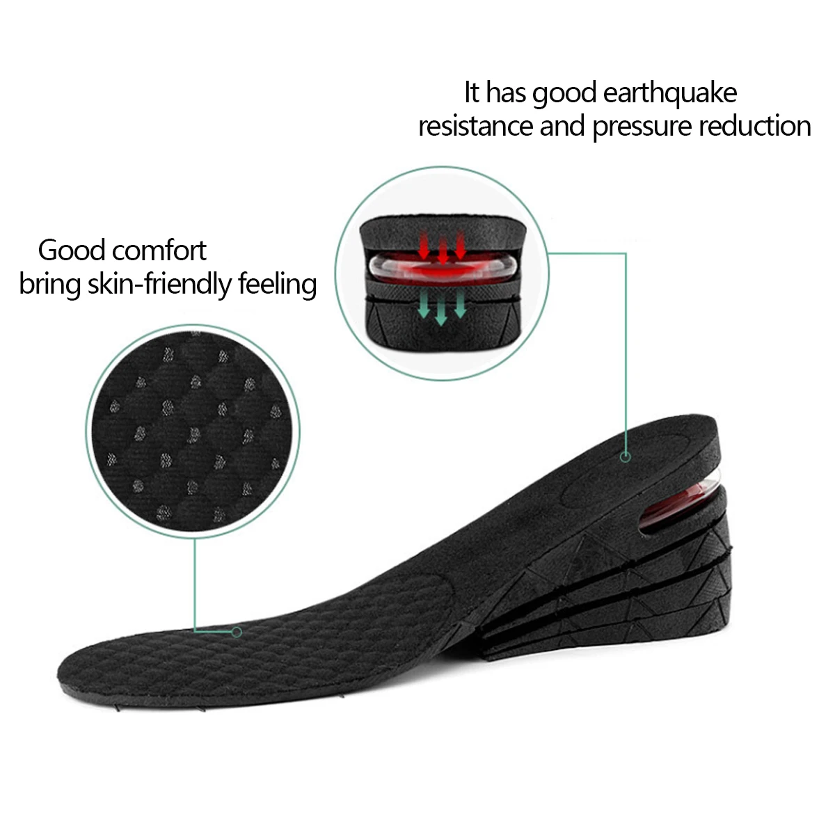 Shoe Insoles Height Increase Heel Shoe Lift Kit with Air Cushion for Men & Women