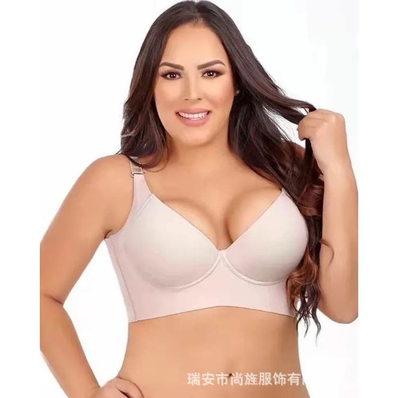 

Smooth Seamless Underwear Memory Underwire Small Chest Push-up Breast Anti-sag Sports Beauty Back Bra Deep V Bra