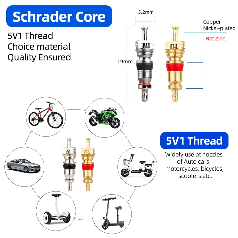 3PCS Tire Nozzle Tools Presta FV Schrader AV 5V1 8V1 Inserts Keys Bicycle Motorcycle Car Valve Cores Install Remove Metal Wrench