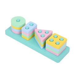 Bebê educacional montessori aprendizagem precoce auxiliares colorido forma geométrica de madeira enigma iluminação e cognição quebra cabeças brinquedos