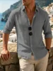 Light Long-Sleeve Linen Shirt Essential Breezy Beach-Commute Top