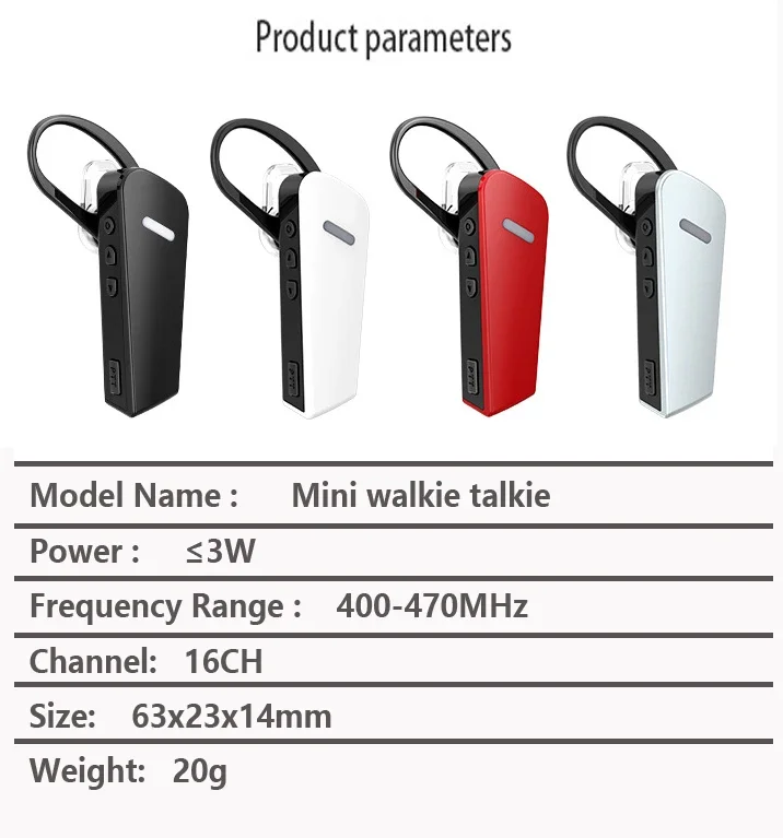 Walkie Talkie Wireless Mini 3W 400-470Mhz Radio Earphone Radio Beauty Salon Hair Salon Restaurant Ear Hook Small Compact 6