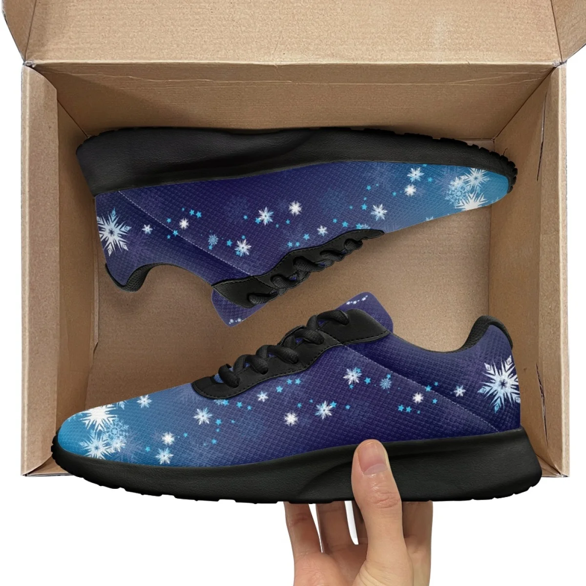 Fashion Snowflake Pattern Women's Fashion Soft Sneaker Wear-resistant Outdoor Casual Shoes Lightweight Breathable Walking Shoes