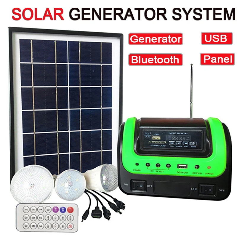 Bluetooth 6V Rechargeable Solar Panel Power Storage Generator System USB Charger With Lamp Lighting Home Solar Energy System Kit solar panel kit,foldable solar charger,portable solar power station
