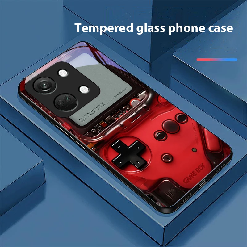 Sleek Black Hard Shell Tempered Glass Phone Case for Gaming Console Compatibility