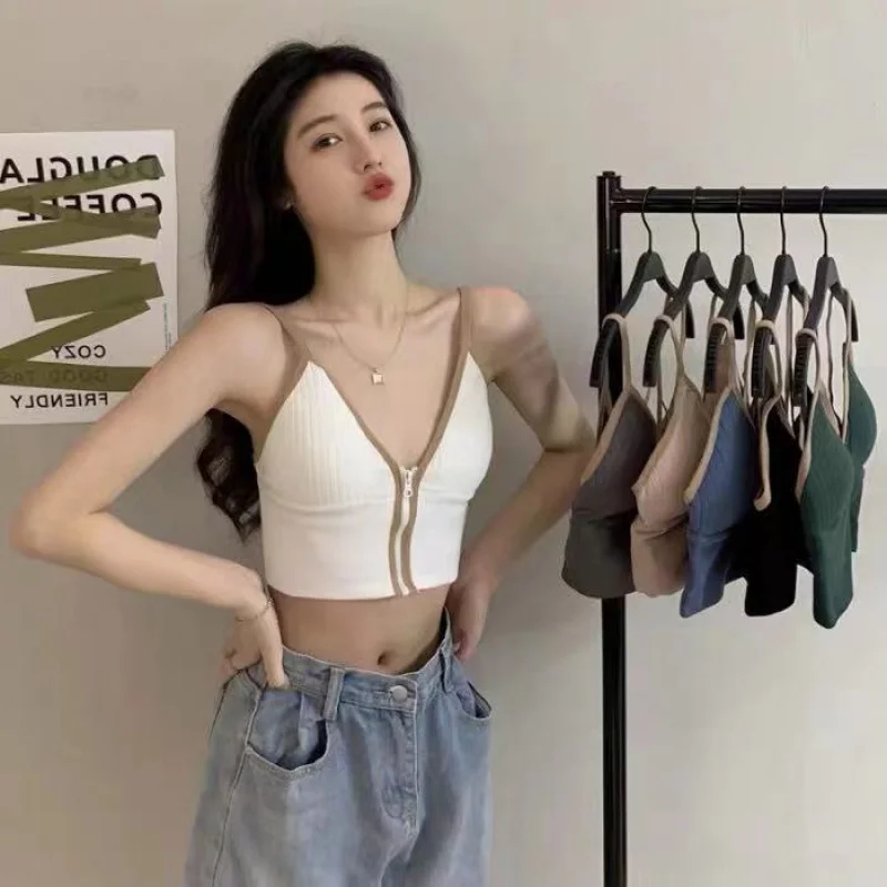 

Women's underwear Korean-style retro contrast color bra for girls with no steel ring and small chest gathered bra sports base ve