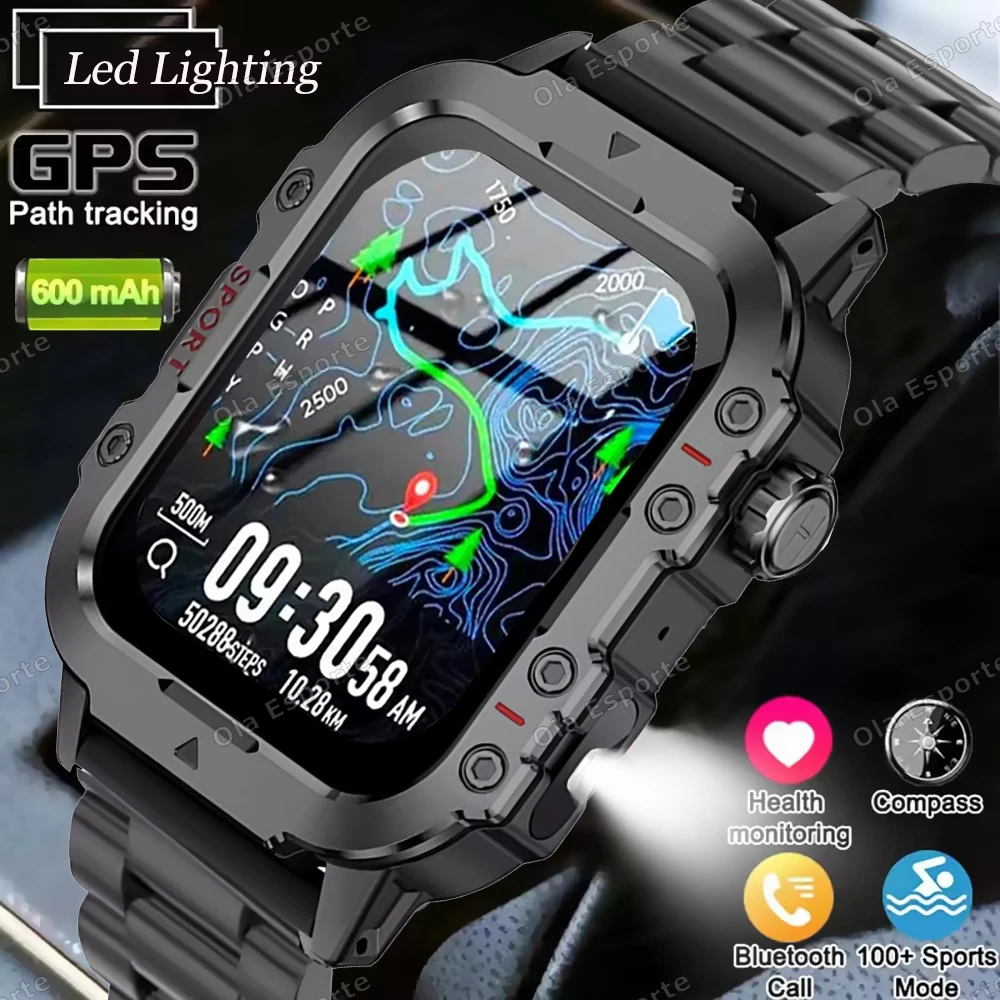2026 New Military Smart Watch Men 3ATM Outdoor Sports Fitness Tracker Blood Pressure Health Monitoring BT Call GPS Smartwatch 1