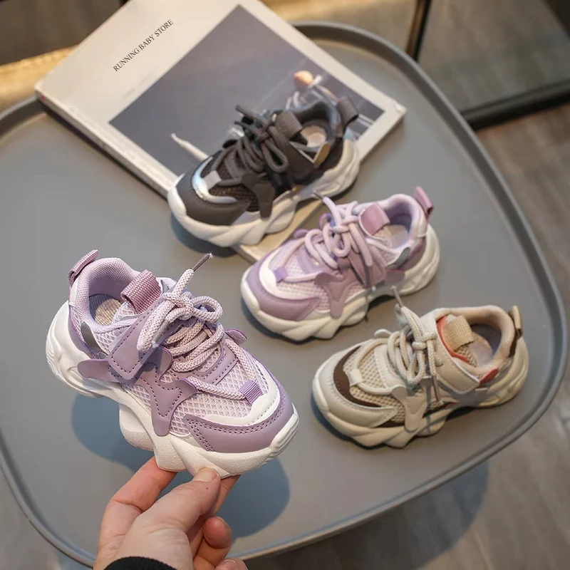 Little Kids Shoes Boys Girls Mesh Fabric Sports Shoes Casual Breathable Baby Sneakers Fashion Patchwork Children I02241