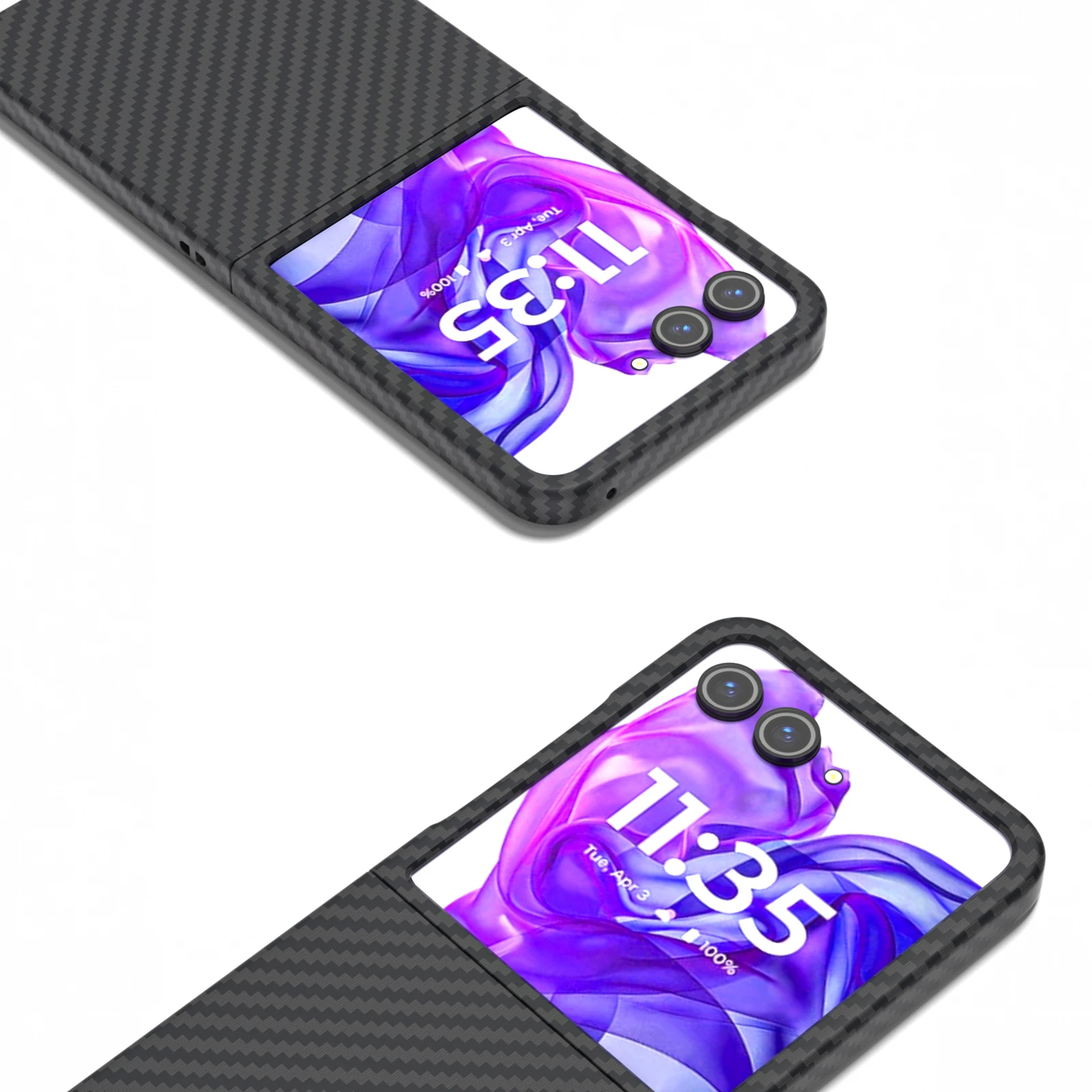 Matte Frosted Carbon Fiber Texture Decal Shell Case - Ultra-Thin Folding Protective Cover