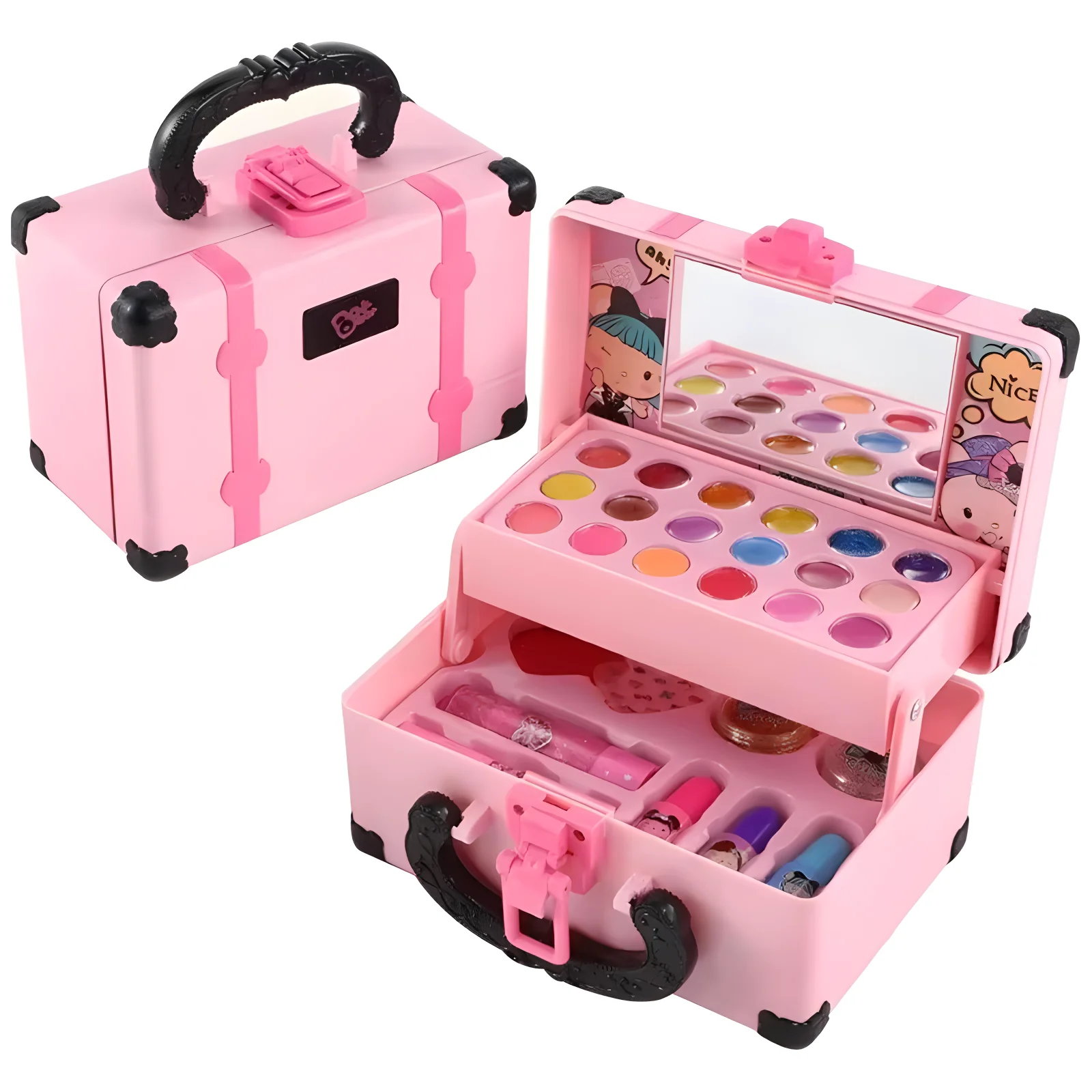 Girls Cosmetics Makeup Box Princess Makeup Girl Toy Play Set Lipstick Eye Shadow Nail Polish Nontoxic Kid Birthday Toy for Girls 6