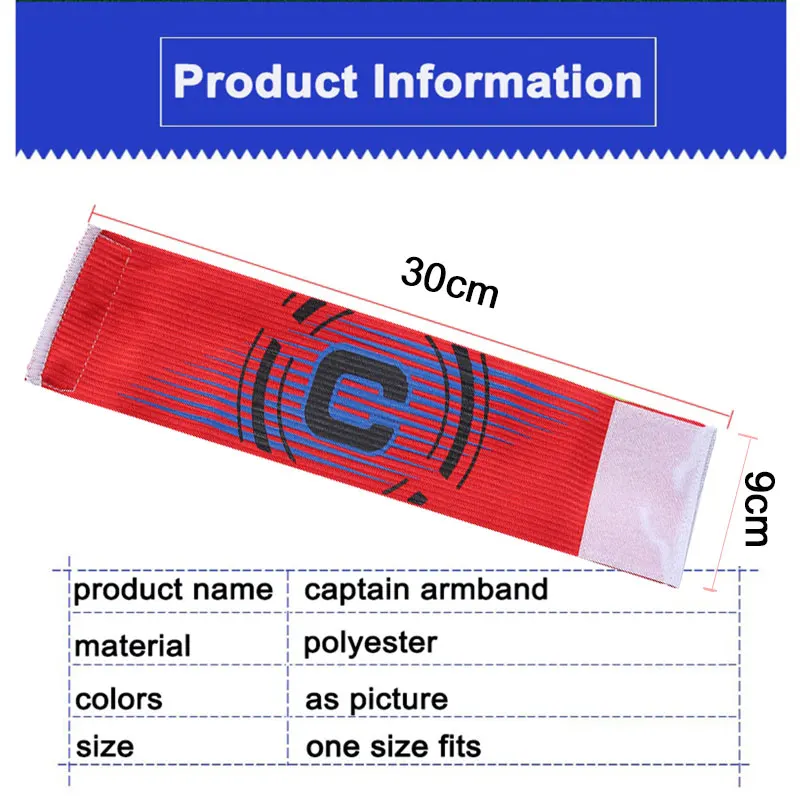 Adjustable Soccer Team Captain C Armband Tournament Tricolor Student Captain Low-Stretch Yarn Band Football Fan Supplies Armband