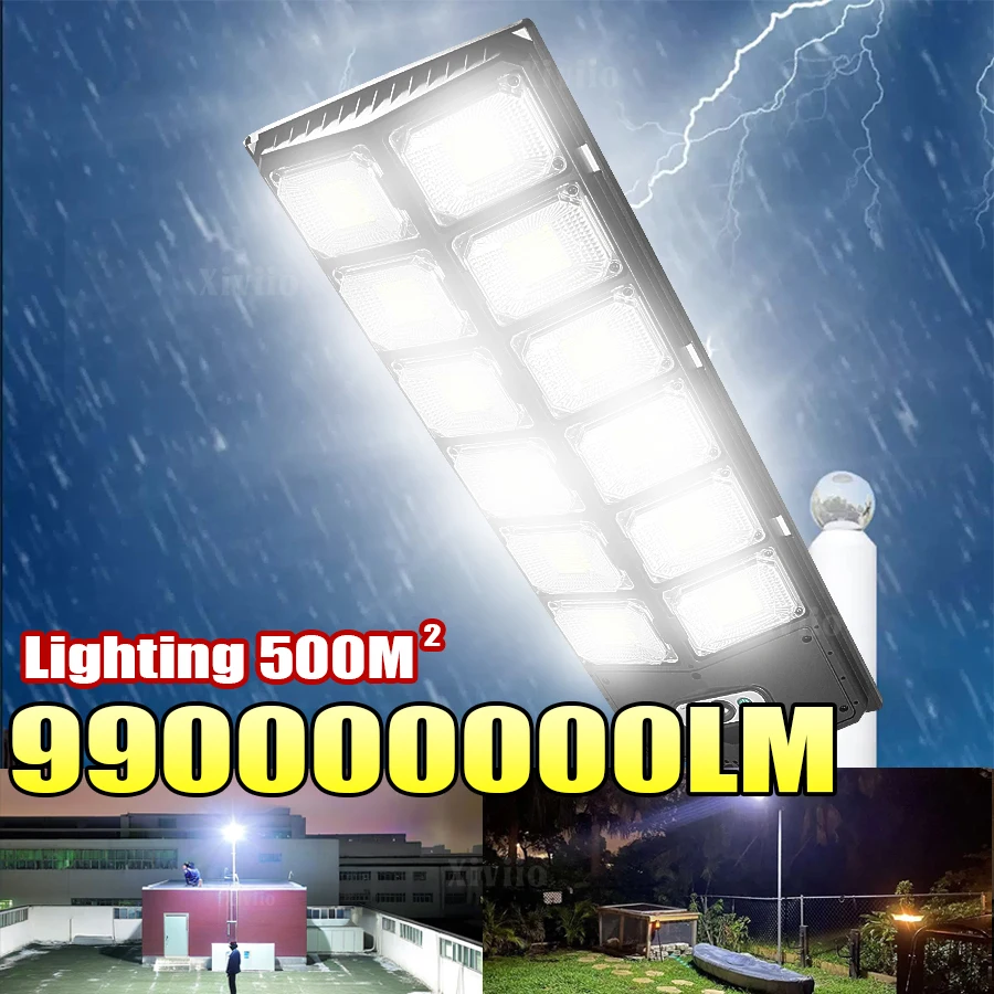Lámpara Solar LED superbrillante para exteriores, iluminación ultraancha impermeable, luz LED Solar con Sensor de movimiento, lámparas de pared de calle, 990000000Lux