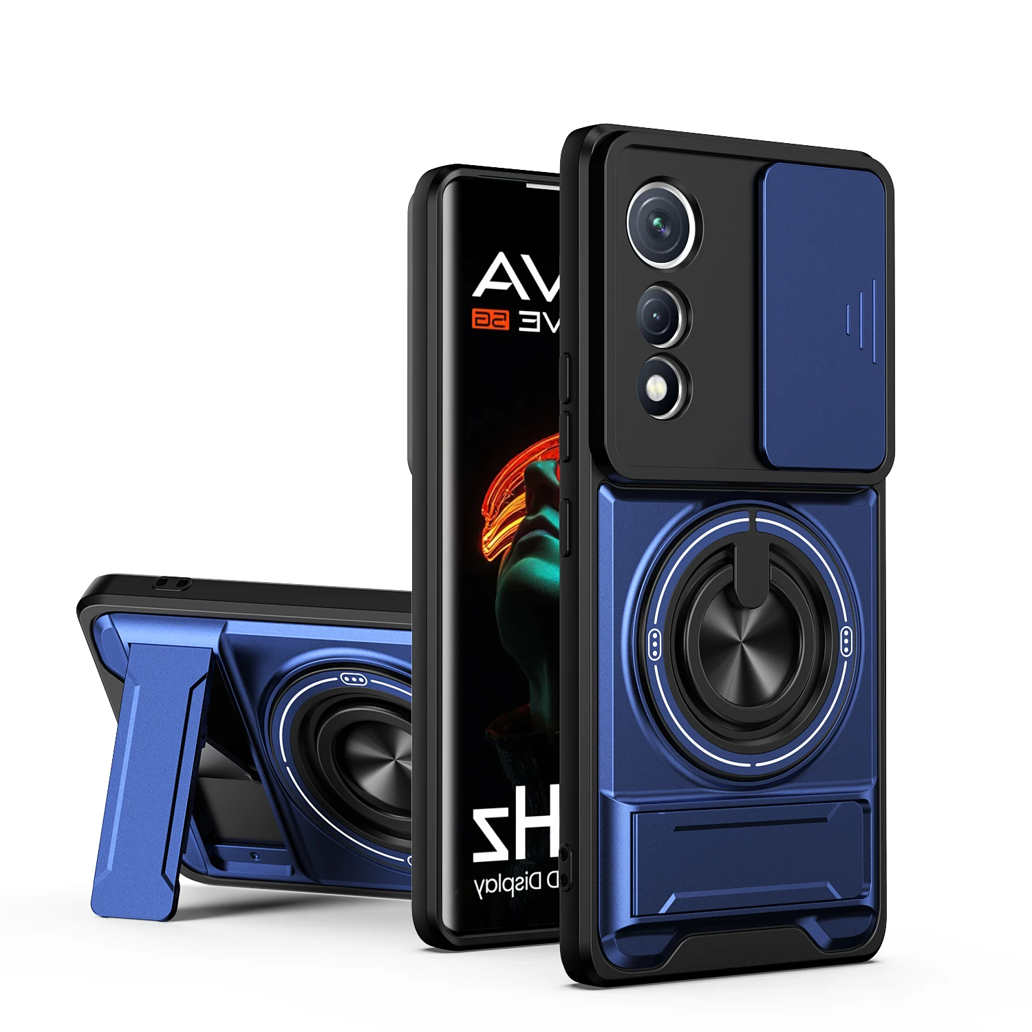 Rotatable Slide Camera Protection Ring Stand Shockproof Phone Case Cover