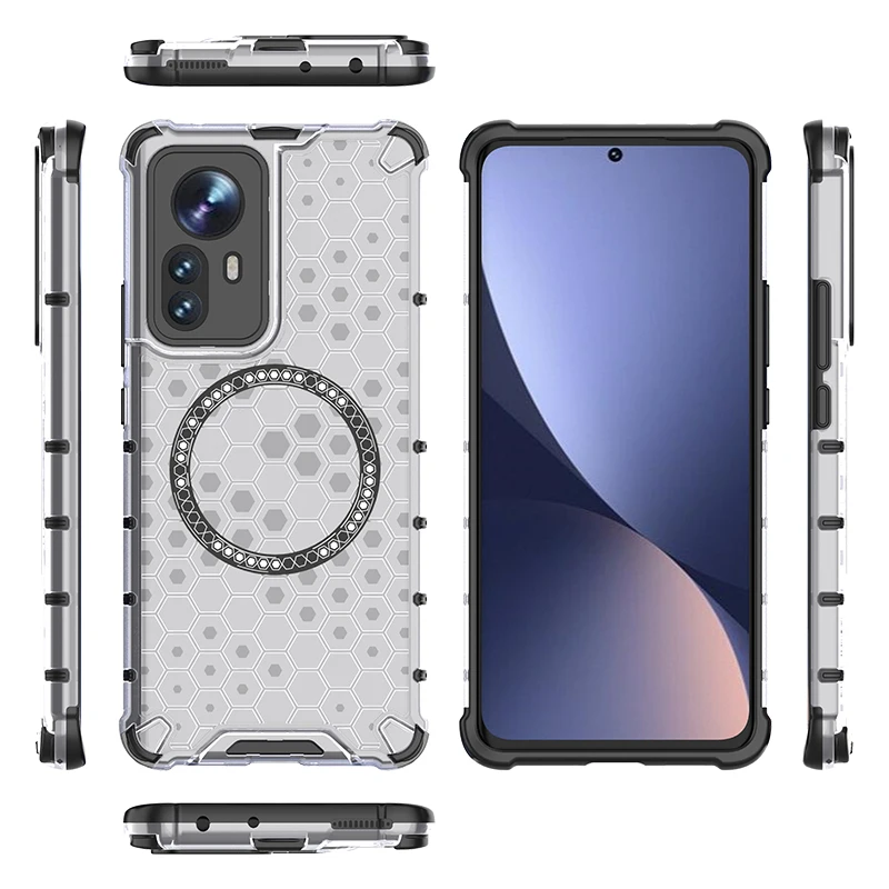 For xiaomi 12 Pro Magnetic Ring Back Cover Phone Case Magsafe Ring Wireless Charge Lens Protect Shockproof Coverage Funda Cases 2