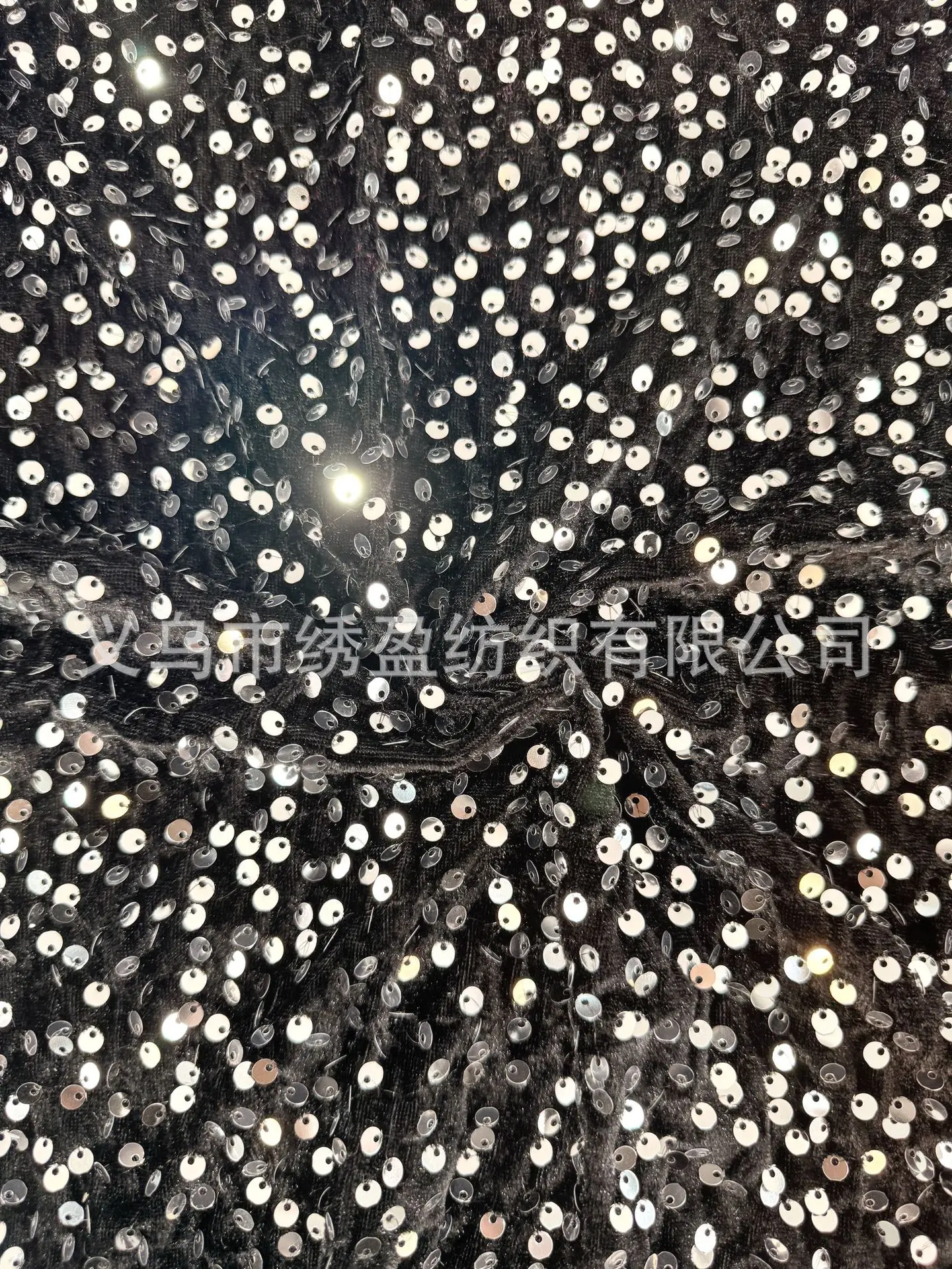 Vibrant Multicolor Sequined Embroidered Velvet Fabric