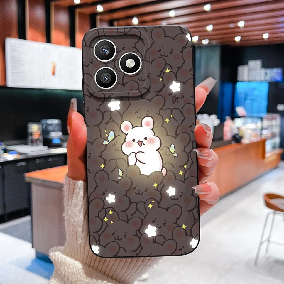 Green Cute Rabbit Pattern Silicone Case for For Honor X8D - Flexible, Anti-Drop with Full Camera Protection