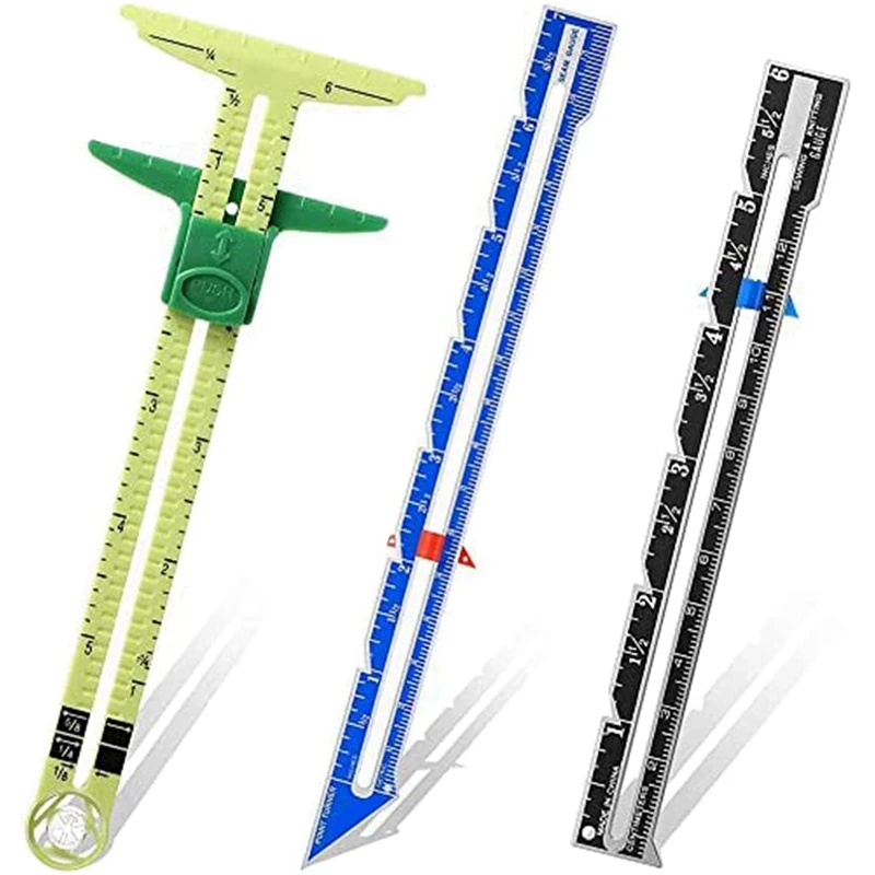 

Set Of 3 Sewing Tools Set Measuring Sewing Gauges For Beginners, Knitting, Crafts, Sewing Supplies