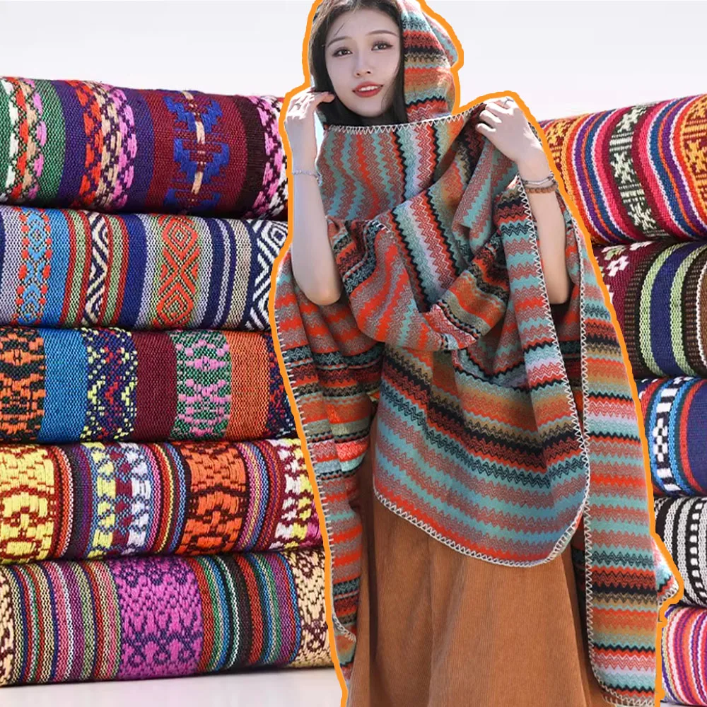 Ethnic Style Cotton Linen Fabric Textile Patchwork Sofa Cover Pillow Hotel Bar Tablecloth Curtain Decor Sewing Crafts Materials - 5