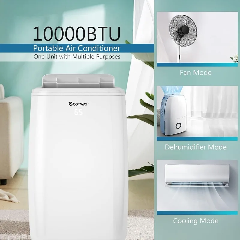 COSTWAY 1,0000 BTU Portable Air Conditioner,Cooling for Space up to 350 sq. ft with3 Modes,Multifunctional AC with RemoteControl 4 COSTWAY 1,0000 BTU Portable Air Conditioner,Cooling for Space up to 350 sq. ft with3 Modes,Multifunctional AC with RemoteControl 4