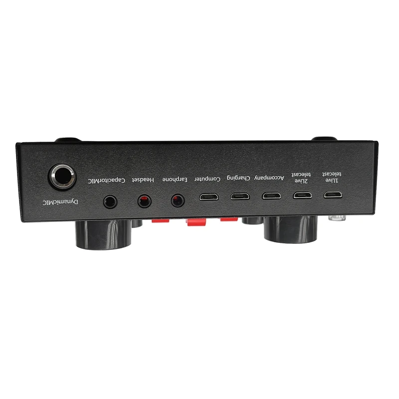 V8S 마이크 USB 충전식 DSP 외부 믹서, 노래방 3.5mm 인터페이스 사운드 카드, 휴대용 라이브 방송 스테레오
