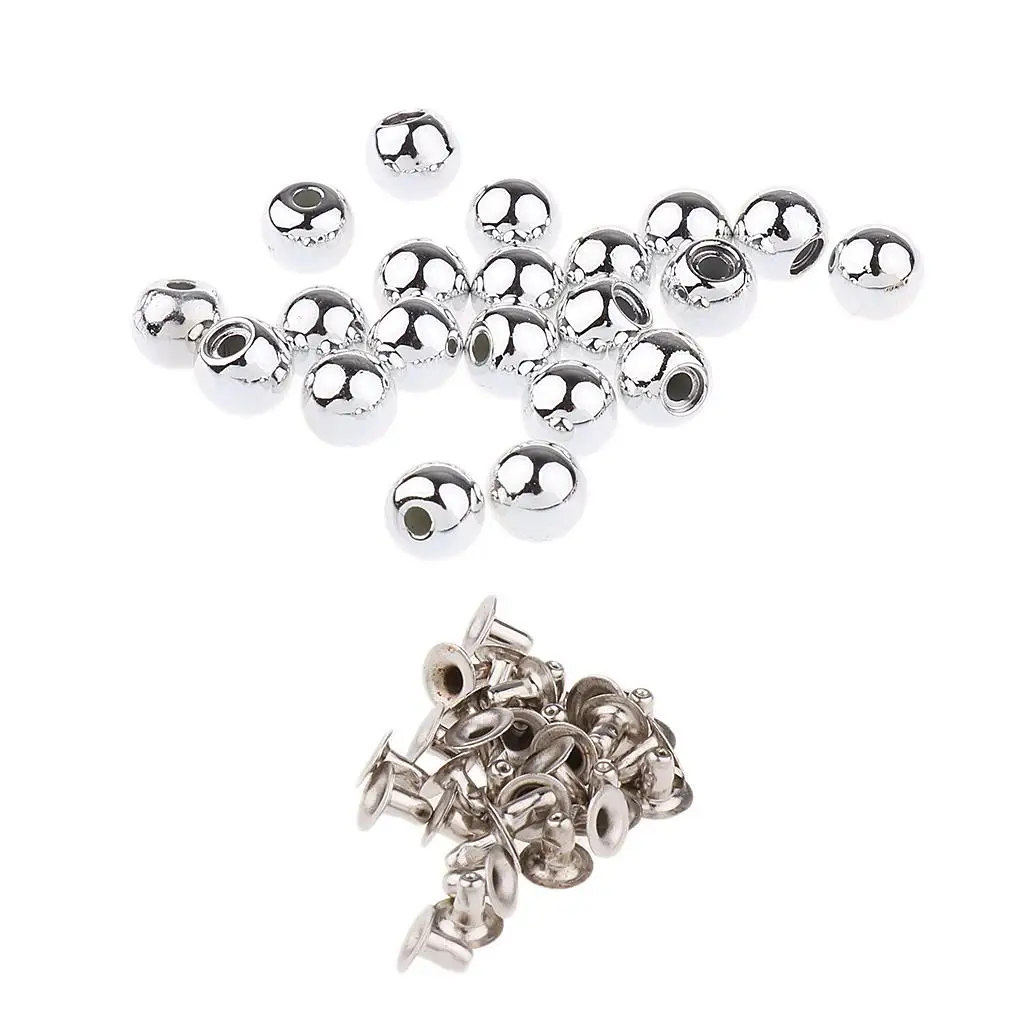 20 Sets of Beads Rivets Studs Buttons 8mm DIY Bag In Shoes Clothes Decoration