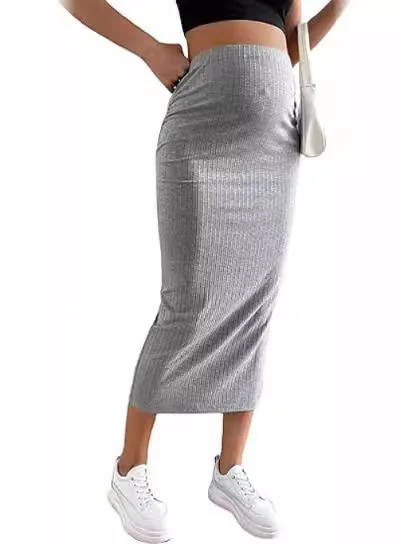 High Waist Maternity Women Casual Skirts Solid Ribbed Long Pregnancy Pencil Skirt For Premama Slim Belly Clothes Half Skirts New