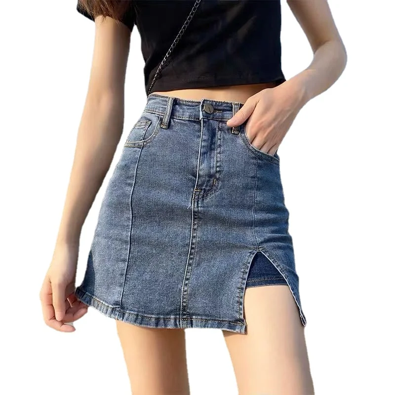 

Denim Jean Shorts Women Summer Double Layer High Waist Baggy Blue Beach Fashion Highwaisted for Zipper Women Jean Shorts