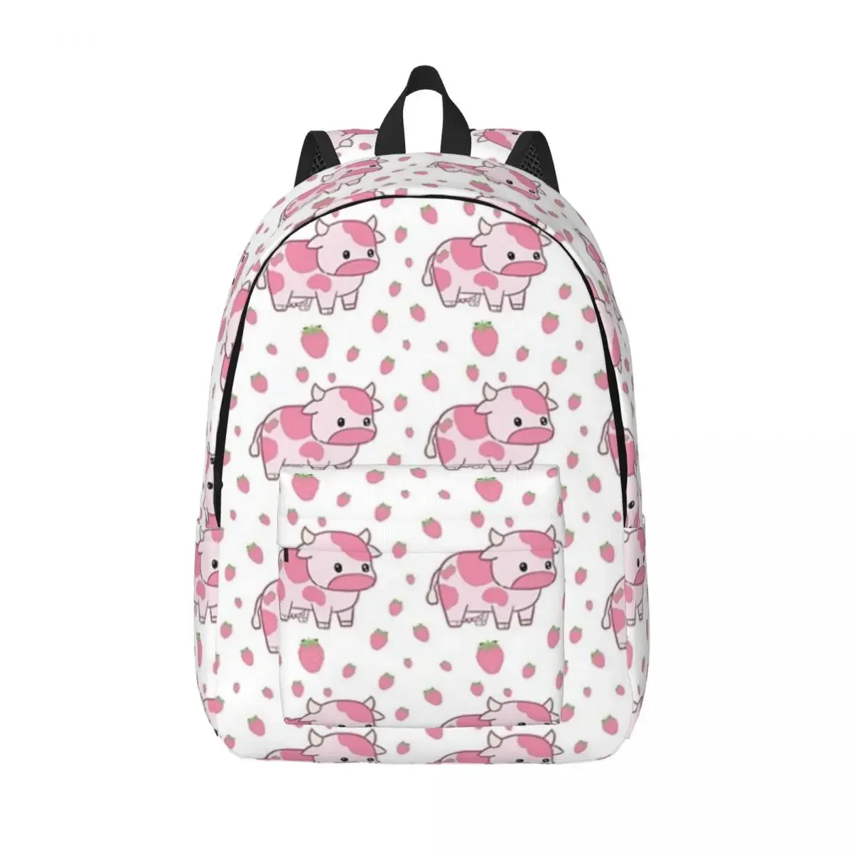 

Strawberry Cow Pack Woman Small Backpacks Boys Girls Bookbag Casual Shoulder Bag Portability Travel Rucksack Children School Bag