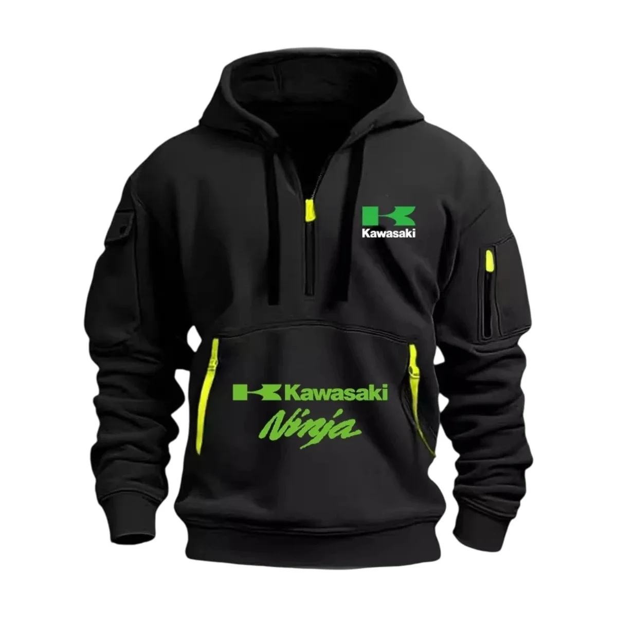 Kawasaki 2026 New Men's Half-Zip Outdoor Extreme Sports Lover Spring/Autumn Casual Sport Hoodie. Available in various colors. Fa