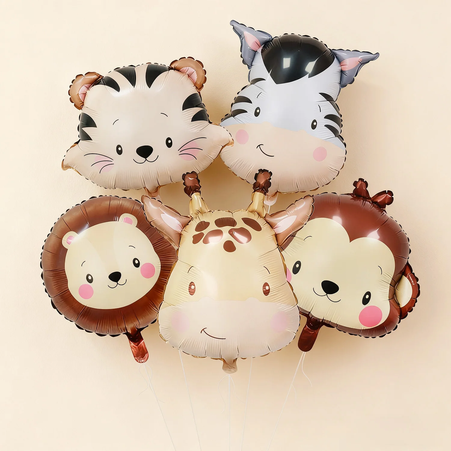 1/5 Stück Tierkopf Ballon Löwe Affe Tiger Zebra Giraffe Perfekt für Geburtstagsparty-Dekoration, Dschungel-Party-Dekoration