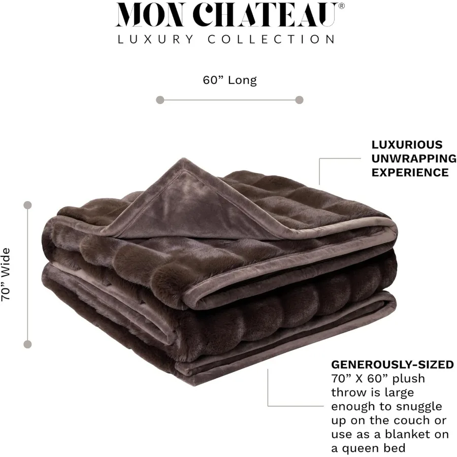 Premium Reversible Luxury Faux Fur Throw for Couch Sofa or Bed Plush Cozy Soft Blanket for Sleeping Relaxing or Enhancing Home