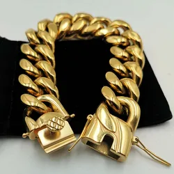 Luxury Miami Curb Cuban Chain Women Bracelets Dragon Casting Clasp Rocker Bangle Hip hop Trendy 18K Gold Plated Men Jewelry