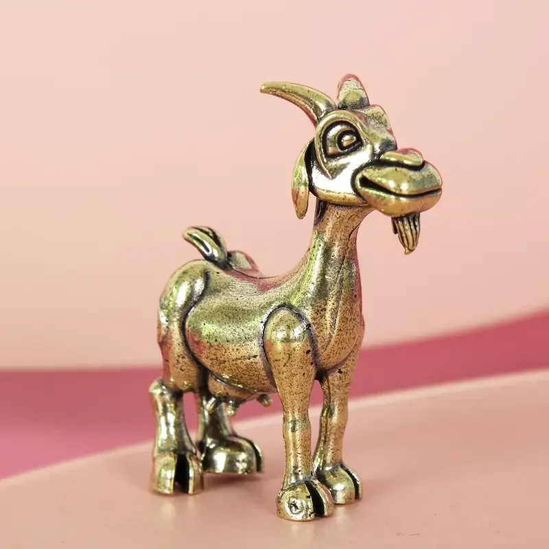 Vintage-Ziegenstatue aus Messing – komplizierte Retro-Tierskulptur für Heim- und Bürodekoration, ideal für Sammler, Wohnzimmer/Schlafzimmer