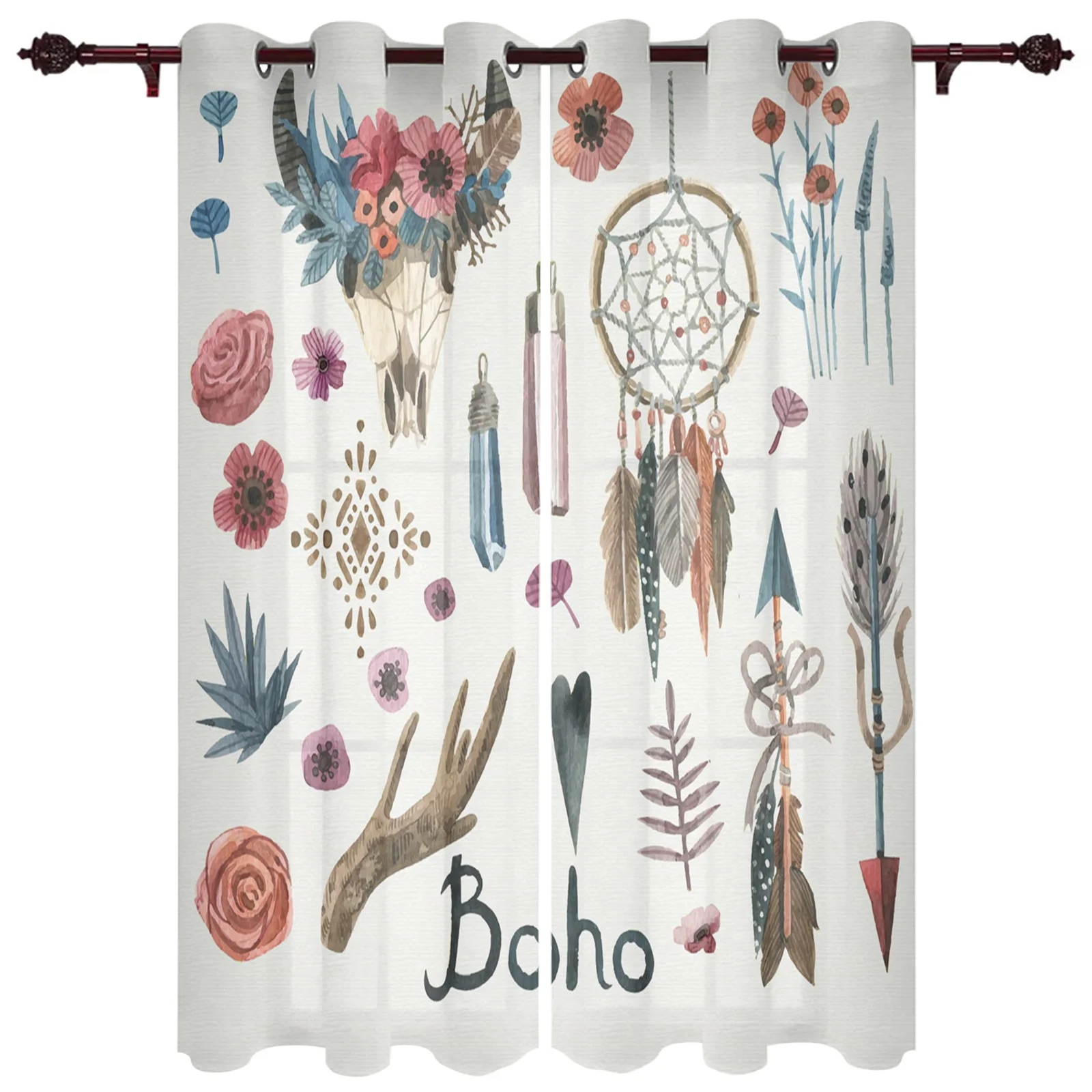 

Custom Made Window Curtain Dream Catcher Curtains Bohemian Blackout Window Curtain for Girls Children Women Bedroom Feather