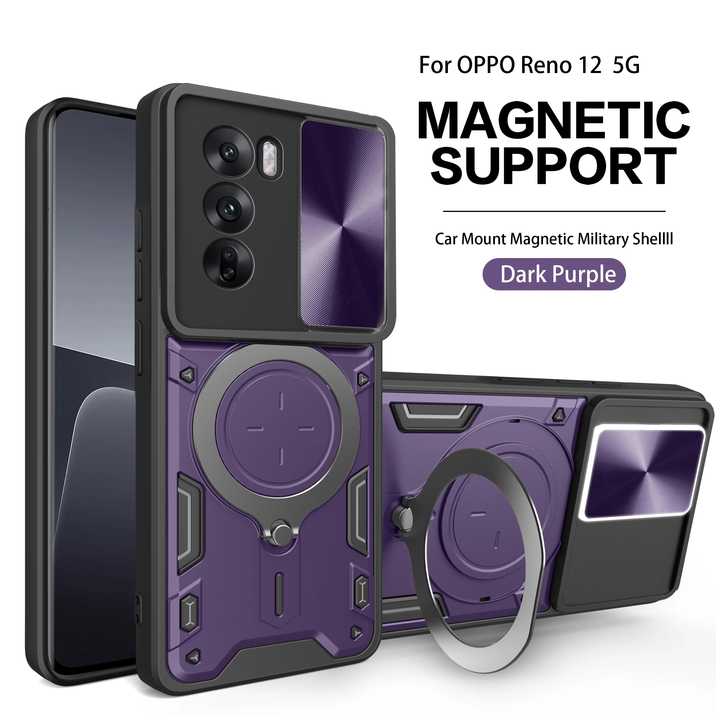 Rotating Magnetic Suction Phone Case with Window Bracket