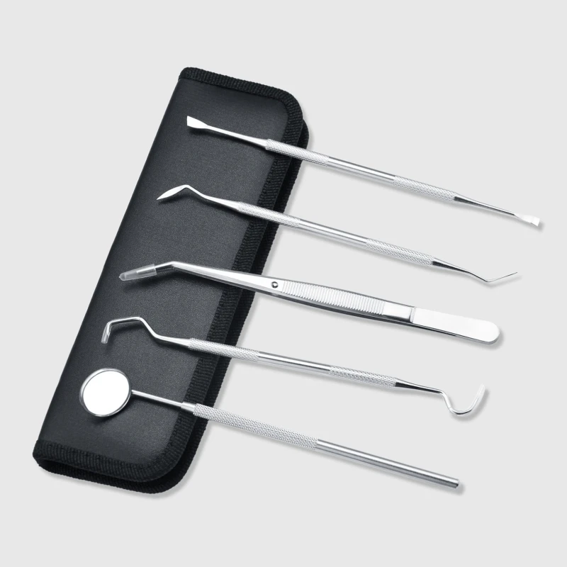 

Dentist Oral Clean Tools 1PCS Stainless Steel Dental Mirror Double Probe Sickle Hoe Tooth Cleaner Dental Tool Oral Care Kit