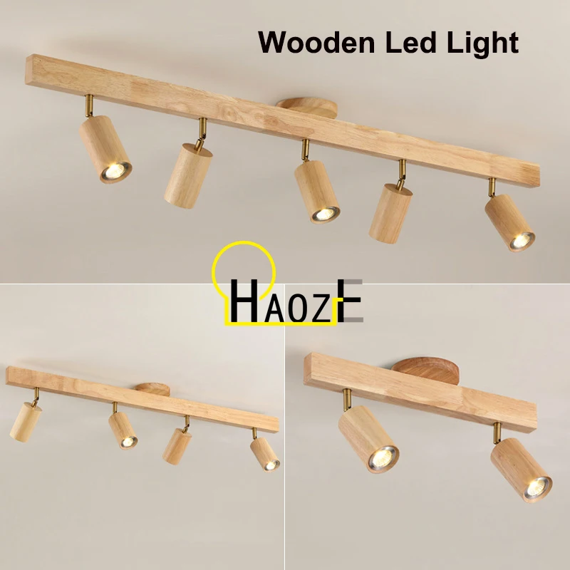 

Haoze Wooden LED Ceiling Light 5W-20W LED Ceiling Spotlight LED Rail Track Lamps for Living Room Bedroom Kitchen Decoration