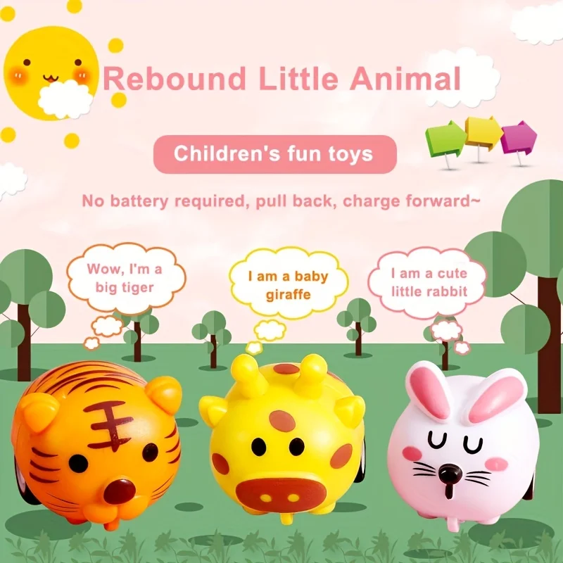 12Pcs Cute Cartoon Animal Pull-Back Inertia Car Kids Toy Kindergarten Activities Gifts For Children 4