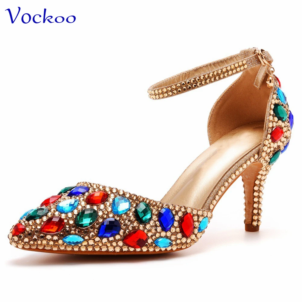 2024 New Arrivals Rainbow Color High Quality Decorate with Rhinestone Pointed Toe for Wedding