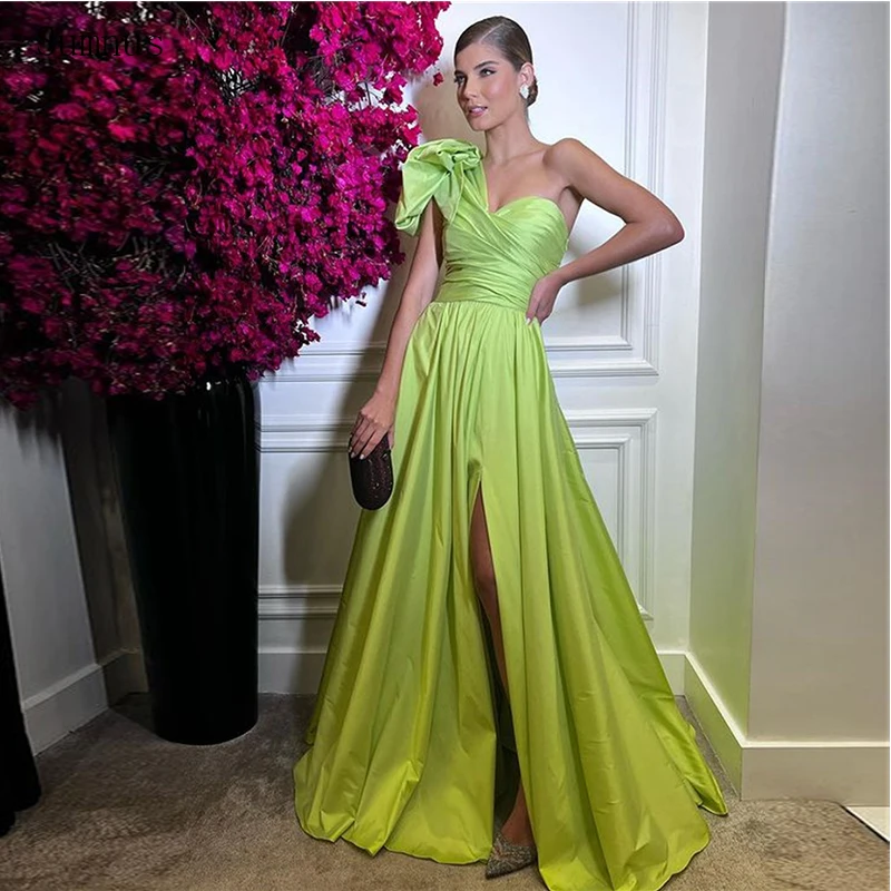 

Sumnus Formal Prom Dresses Stain High Slit Long Strapless Pleat Evening Dresses Robes De Soirée 2022 Party Grown Custom Make