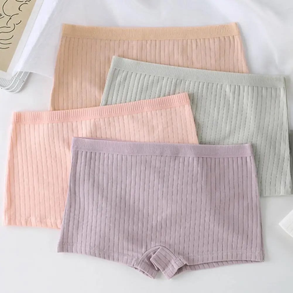 1Pc Solid Color Women Safety Panties with Elastic Waistband Women Underwear Breathable Soft Mid Waist Boxers for Ladies