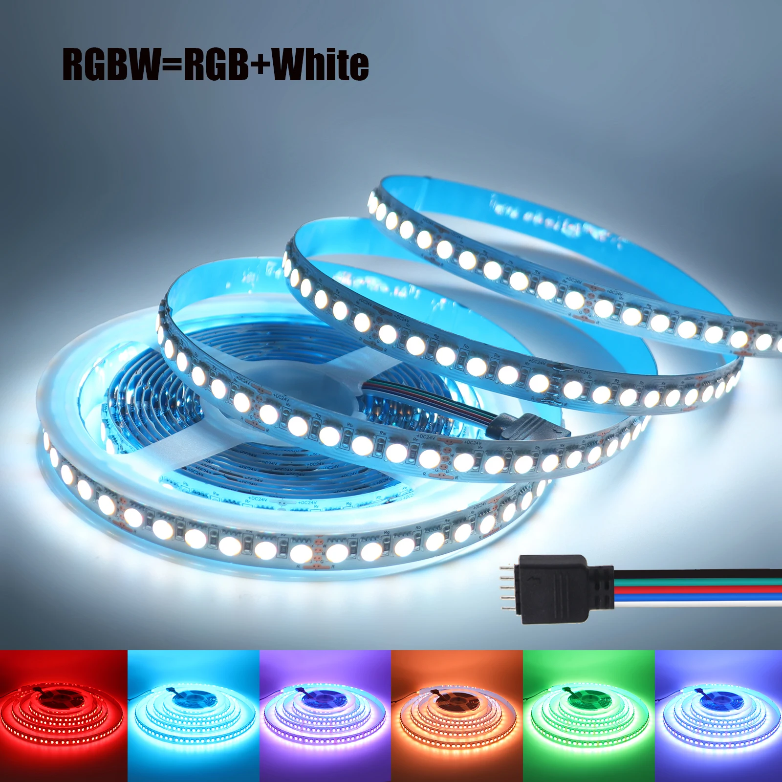 DC 12V 24V RGBW/RGBWW LED 스트립 라이트 4-in-1 칩 SMD 5050 108 120LEDs/M 유연한 로프 테이프 거실 침실 홈 데코용