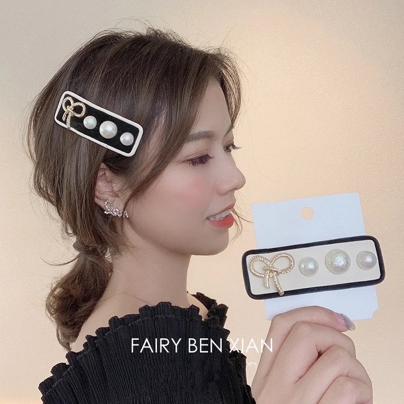 Korean Pearls Hairpin Extravagant Crystal Hair Clips Vintage Metal Chain Barrettes Women Jewelry Headwear 2021 Hair Accessories